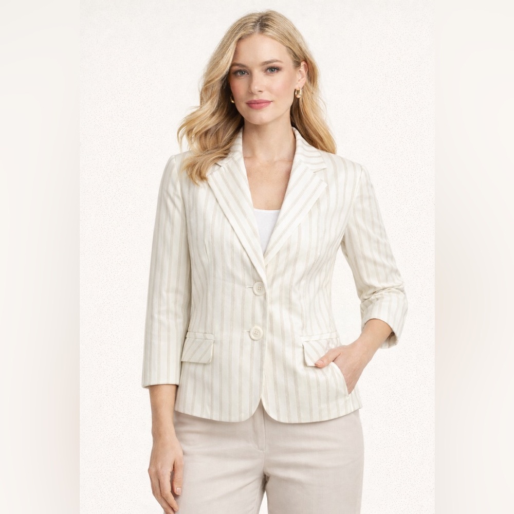 Nine West women’s blazer cream and gray striped sz 2 or S